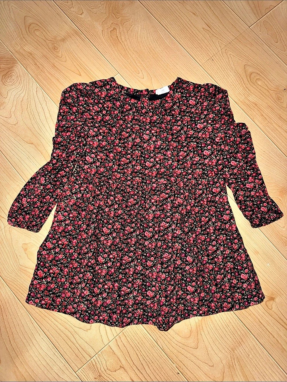 Baby Gap Corduroy Floral Dress Black & Pink Baby 2T